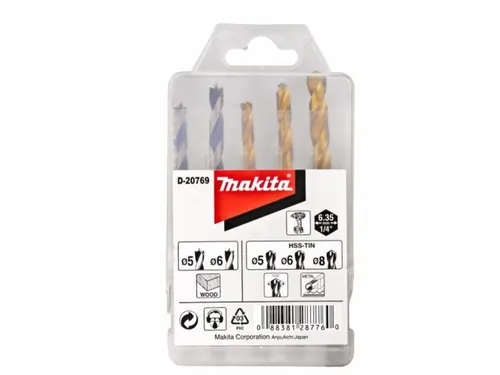 Набор сверл по дереву и металлу HSS-TIN 1/4, 5 шт  MAKITA