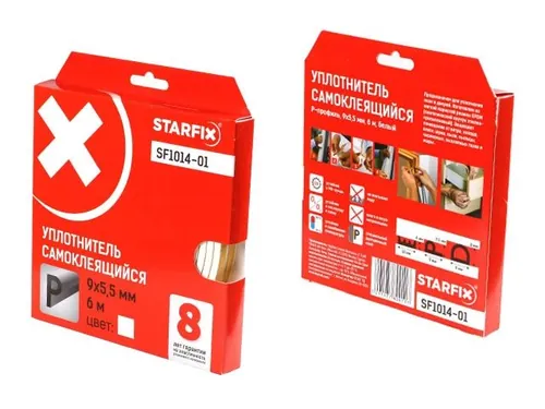Уплотнитель "P" белый  9х5,5мм 6м (сдвоенный профиль 2х3м) STARFIX