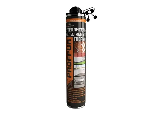 Утеплитель напыляемый PROFPUR THERMO (890мл) (Выход утеплителя из баллона,м2 (л) - до 1,7 ( не менее 45))